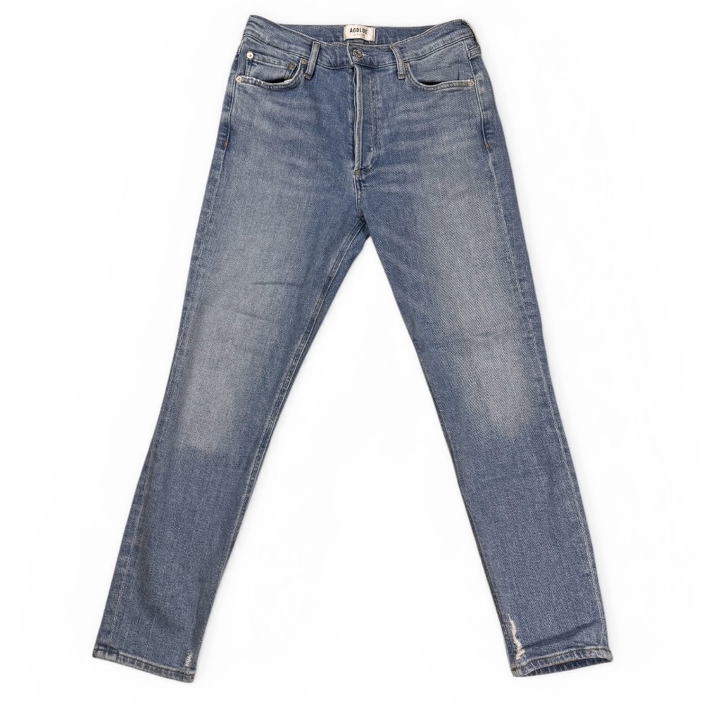 AGOLDE Nico High Rise Slim Fit jeans Button Fly Light Blue Wash Size 27